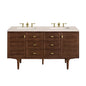Amberly 60" Double Vanity Cabinet, Mid-Century Walnut