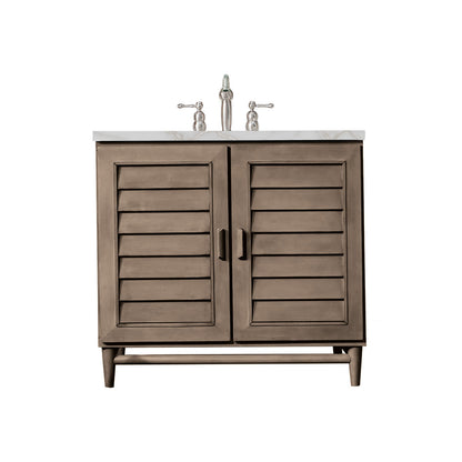 Portland 36" Single Vanity Cabinet, Whitewashed Walnut