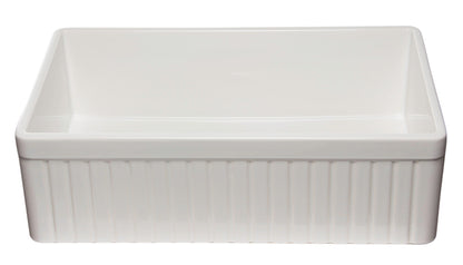 ALFI brand AB532 AB532-W 33" White Single Bowl Fluted Apron Fireclay Farm Sink