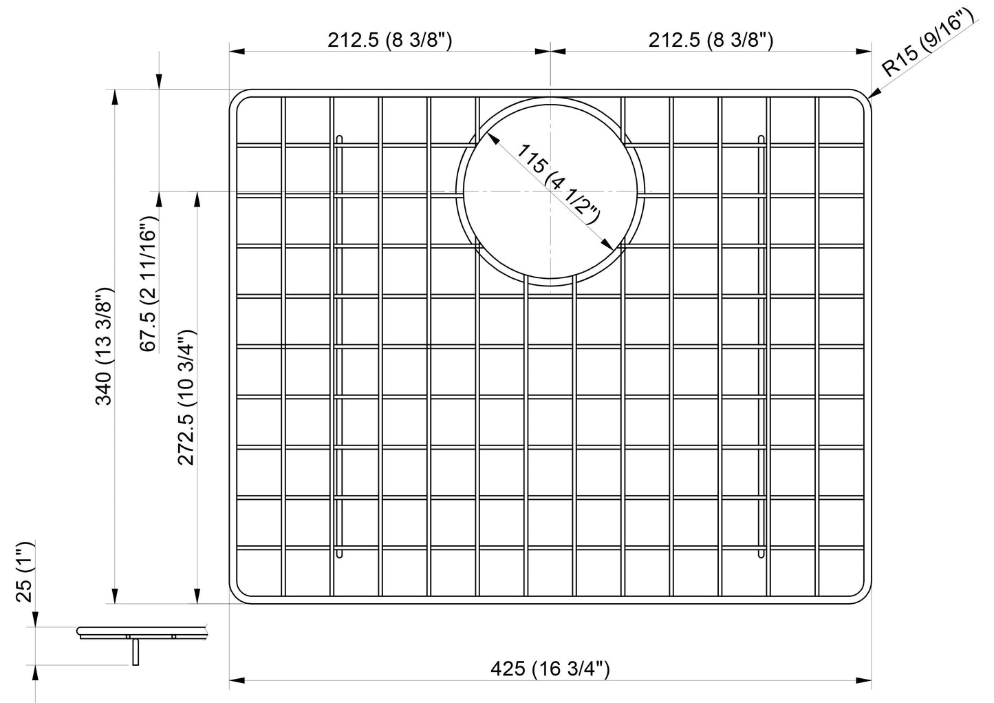 ALFI brand  ABGR2420 Stainless Steel Grid for AB2420DI and AB2420UM