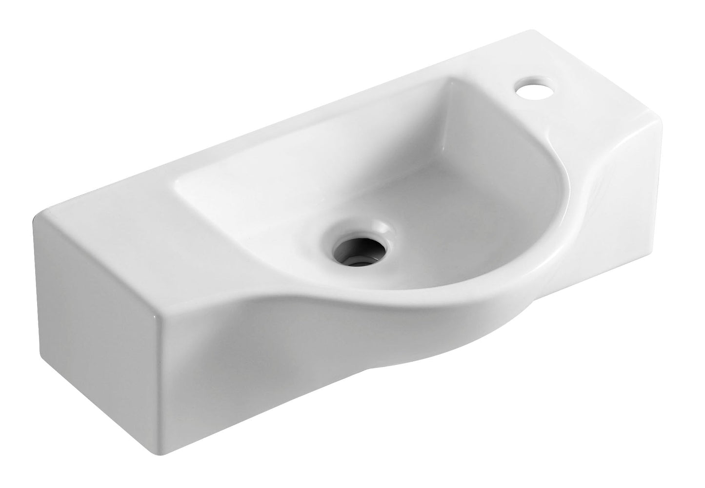 ALFI brand  ABC114 White 18" Small Wall Mounted Ceramic Sink with Faucet Hole
