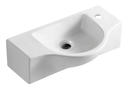 ALFI brand  ABC114 White 18" Small Wall Mounted Ceramic Sink with Faucet Hole