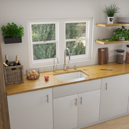 ALFI brand AB503UM AB503UM-W 24 inch White Single Bowl Fireclay Undermount Kitchen Sink