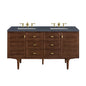 Amberly 60" Double Vanity Cabinet, Mid-Century Walnut