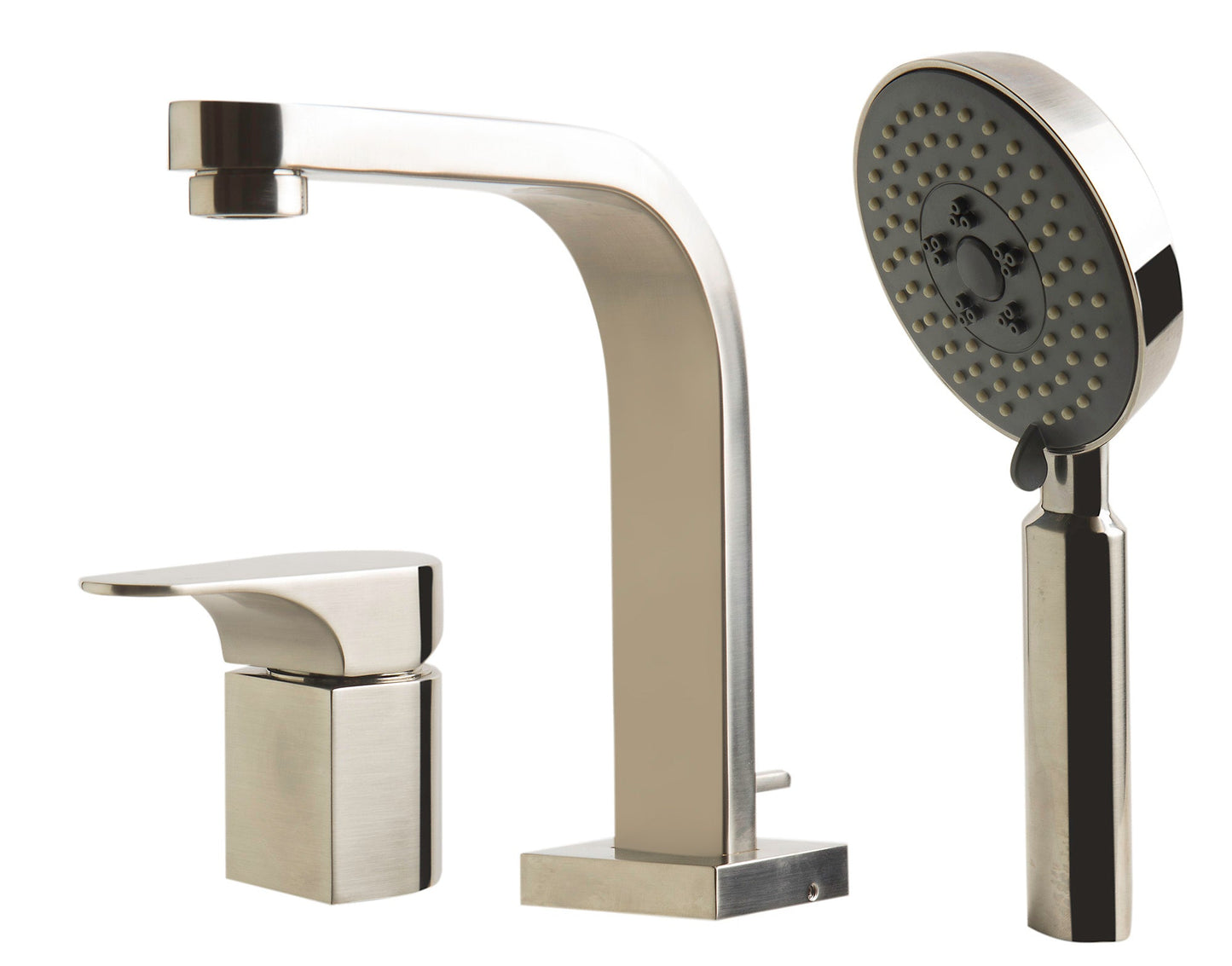 ALFI brand AB2703 Deck Mounted Tub Filler and Round Hand Held Shower Head