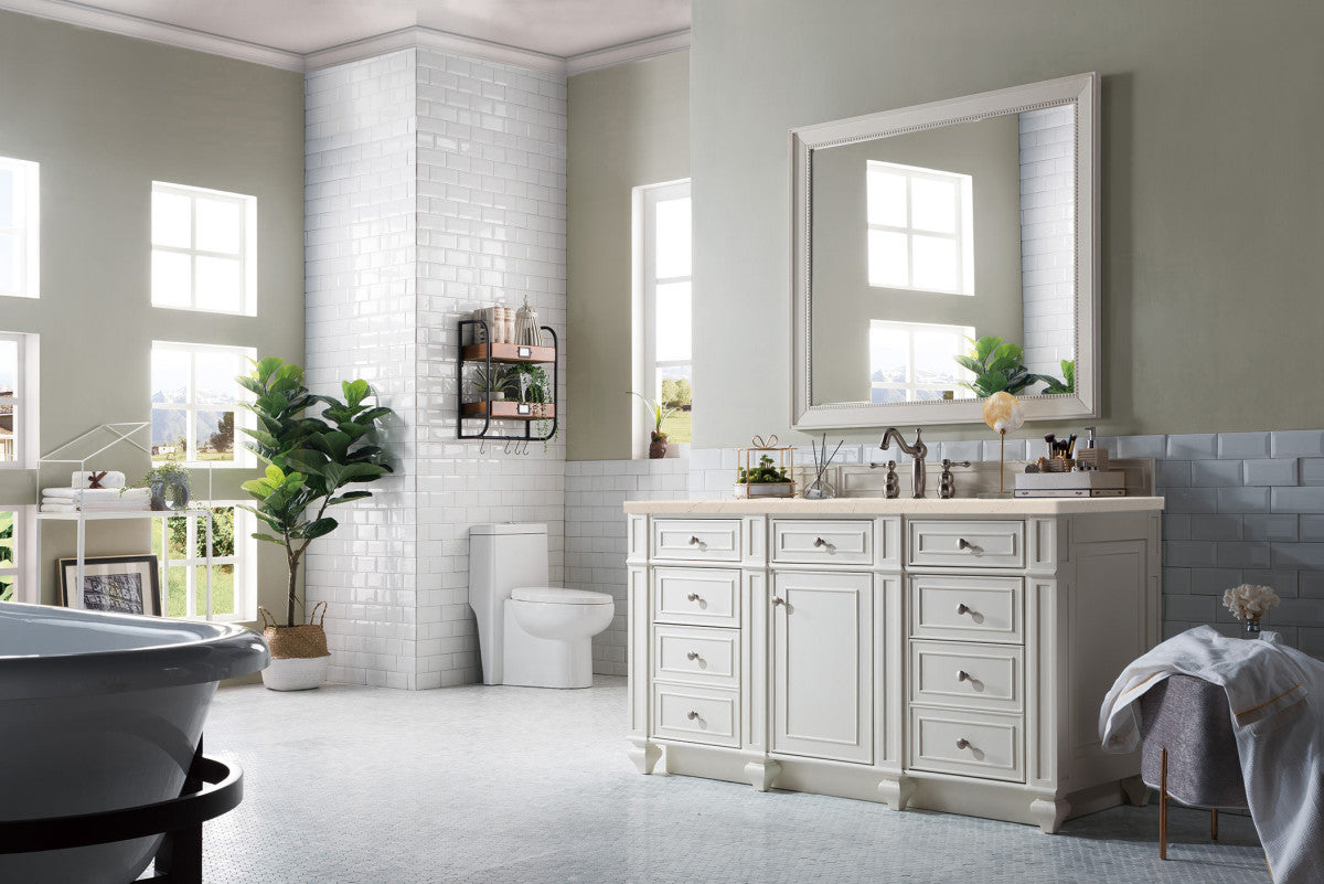 Bristol 60" Single Vanity Cabinet, Bright White