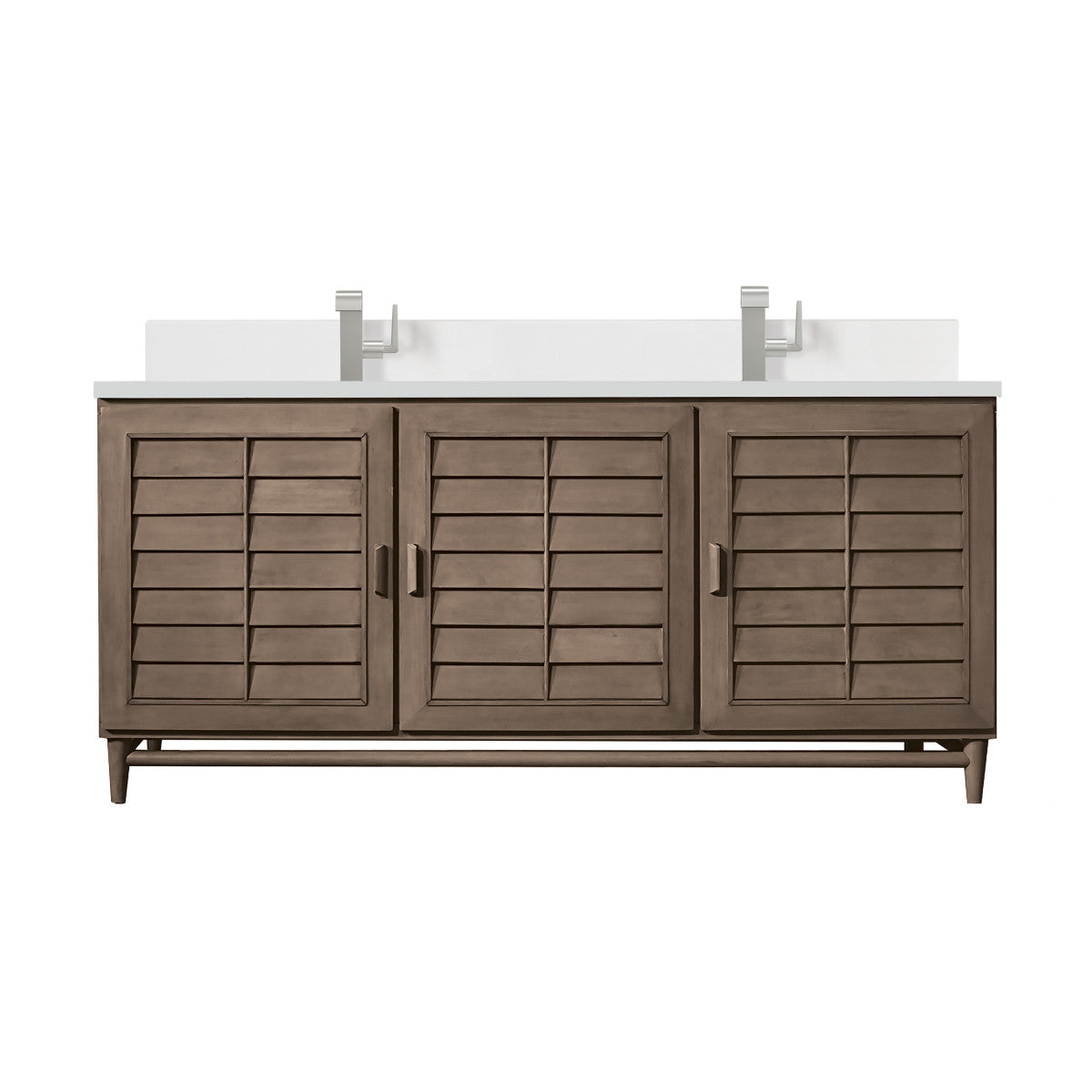Portland 72" Double Vanity Cabinet, Whitewashed Walnut