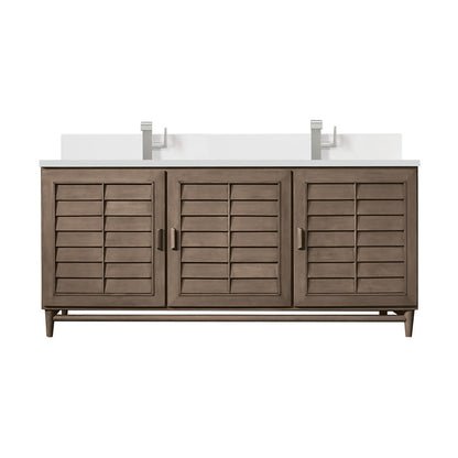 Portland 72" Double Vanity Cabinet, Whitewashed Walnut