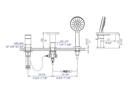 ALFI brand AB2879 Deck Mounted Tub Filler with Hand Held Showerhead