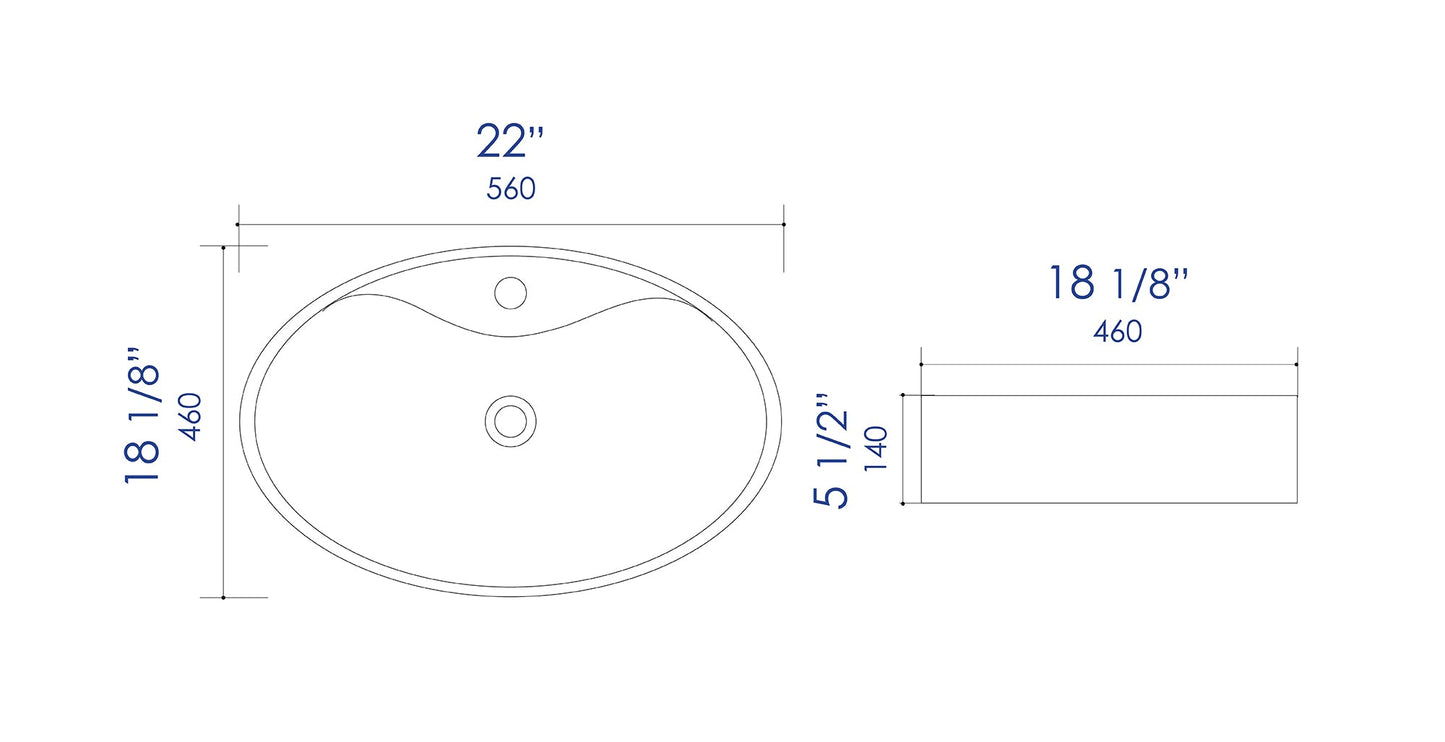 ALFI brand  ABC910 White 22" Oval Above Mount Ceramic Sink with Faucet Hole