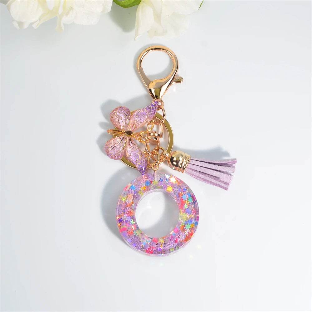 A–Z Personalized Butterfly Tassel Keychain – Custom Initial Gift for Women