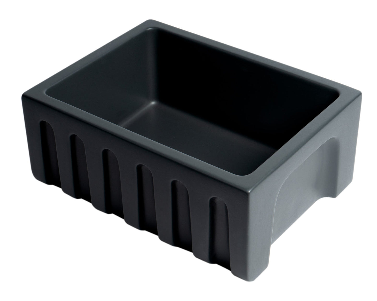 ALFI brand AB2418HS AB2418HS-B 24 inch Biscuit Reversible Smooth / Fluted Single Bowl Fireclay Farm Sink