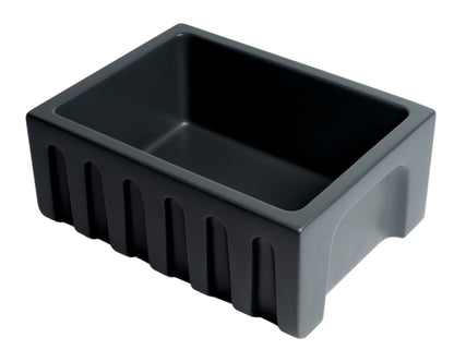 ALFI brand AB2418HS AB2418HS-B 24 inch Biscuit Reversible Smooth / Fluted Single Bowl Fireclay Farm Sink