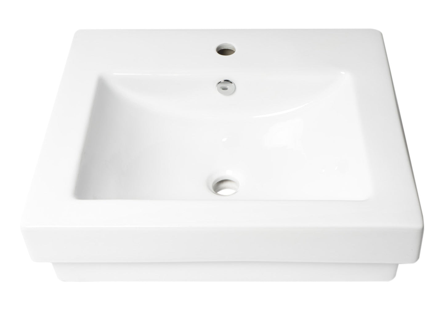 ALFI brand  ABC701 White 24" Rectangular Semi Recessed Ceramic Sink with Faucet Hole