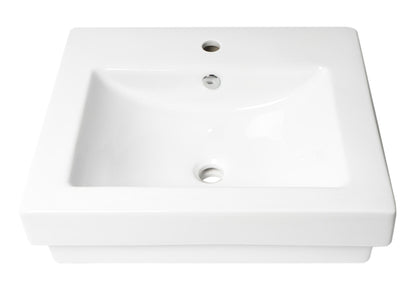 ALFI brand  ABC701 White 24" Rectangular Semi Recessed Ceramic Sink with Faucet Hole