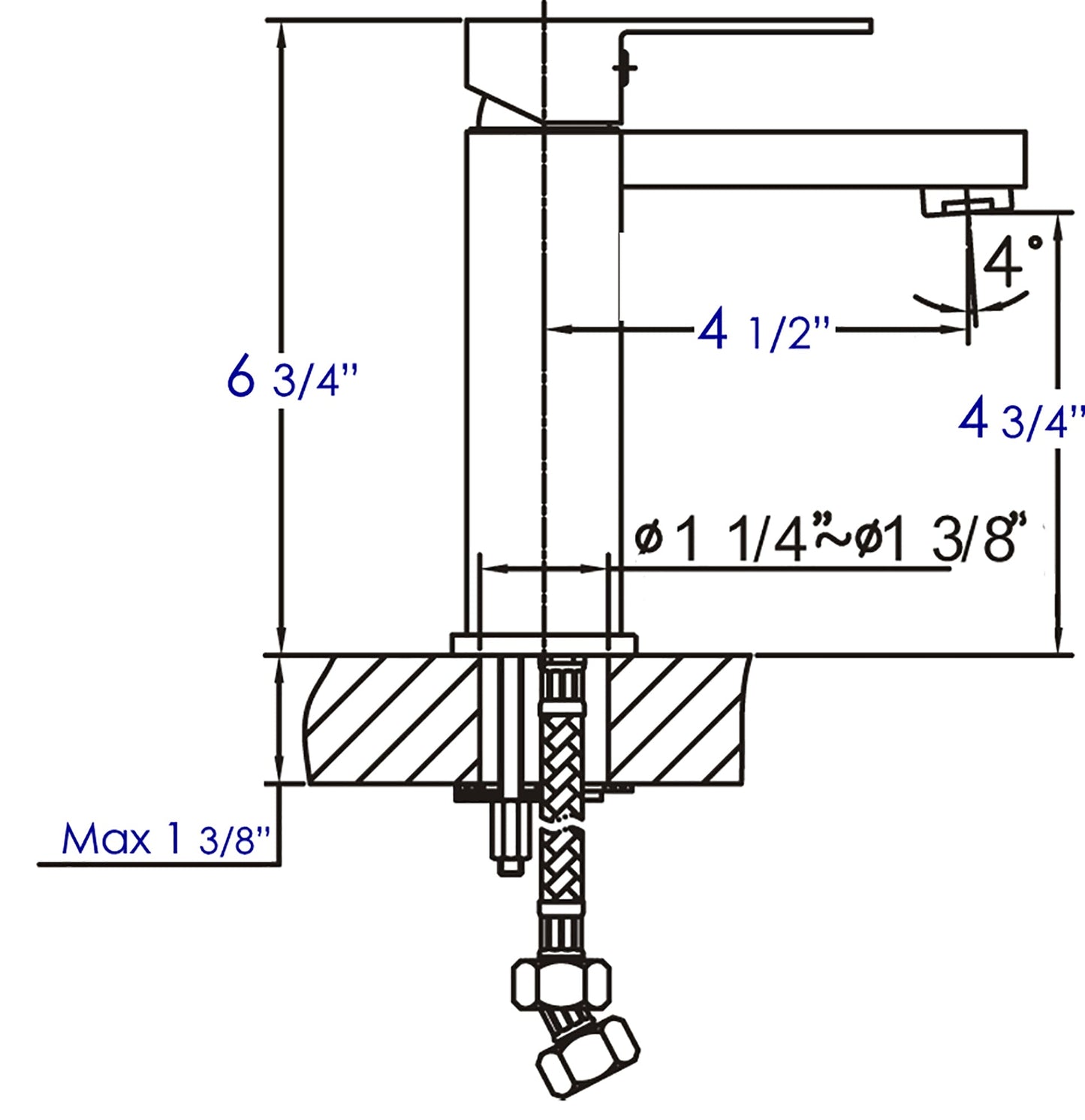 ALFI brand AB1229 Square Single Lever Bathroom Faucet