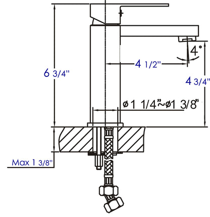ALFI brand AB1229 Square Single Lever Bathroom Faucet