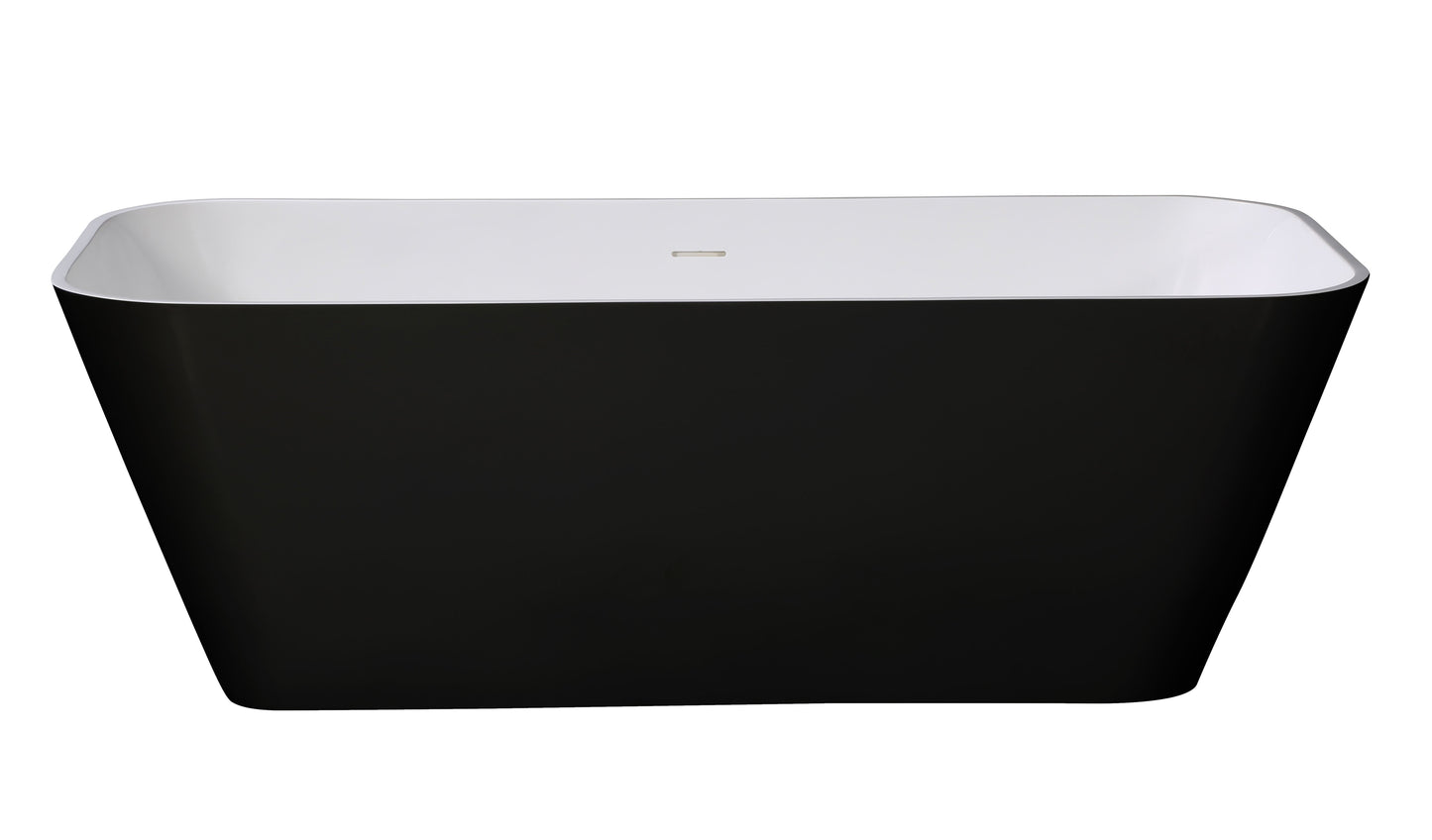ALFI brand  AB9952BM 67" Black & White Matte Rectangular Solid Surface Resin Soaking Bathtub