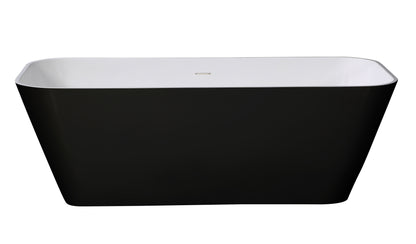 ALFI brand  AB9952BM 67" Black & White Matte Rectangular Solid Surface Resin Soaking Bathtub