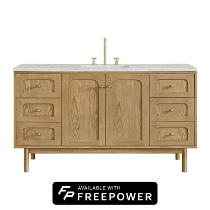 Laurent 60" Single Vanity, Light Natural Oak