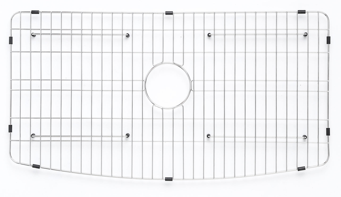 ALFI brand ABFC3620S ABFC3620S-W White Smooth Curved Apron 36" x 20" Single Bowl Fireclay Farm Sink with Grid