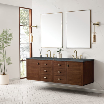 Amberly 72" Double Vanity Cabinet, Mid-Century Walnut