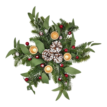 Lighted Candle Wreath - 18 Inch
