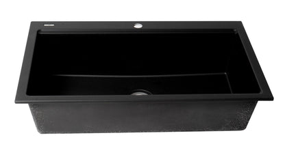 ALFI brand AB3418SBDI 33" Granite Composite Workstation Step Rim Single Bowl Drop In Sink with Accessories