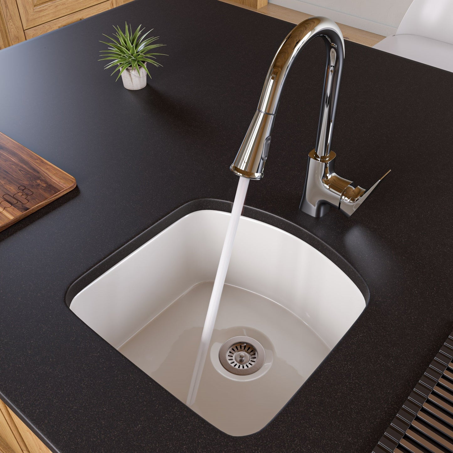 ALFI brand ABKF3889 Square Gooseneck Pull Down Kitchen Faucet