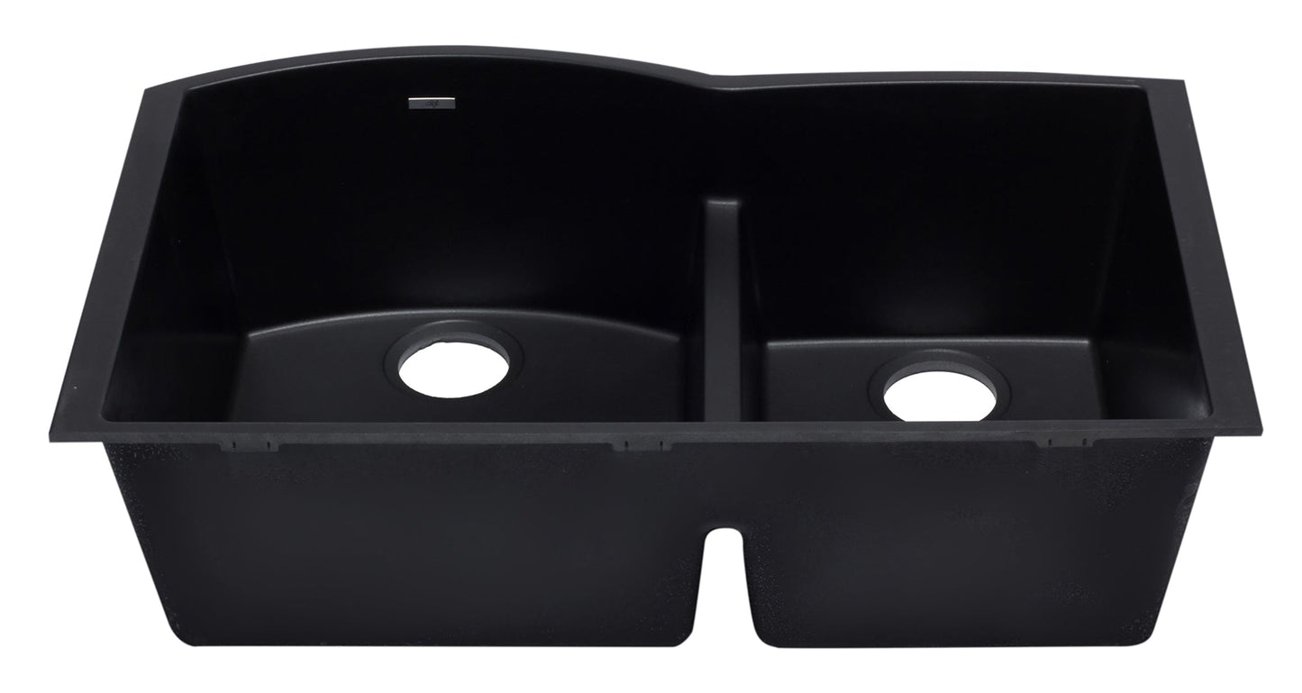 ALFI brand AB3320UM 33" Double Bowl Undermount Granite Composite Kitchen Sink