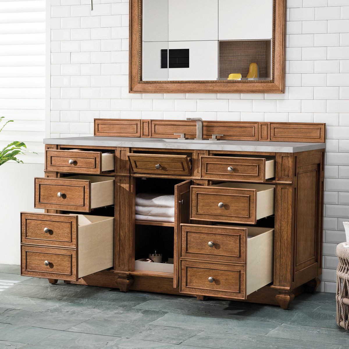 Bristol 60" Single Vanity Cabinet, Bright White