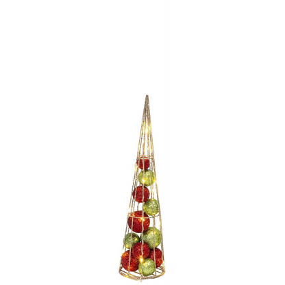 Lighted Ornament Filled Cone Tree -