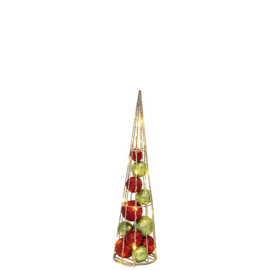 Lighted Ornament Filled Cone Tree -