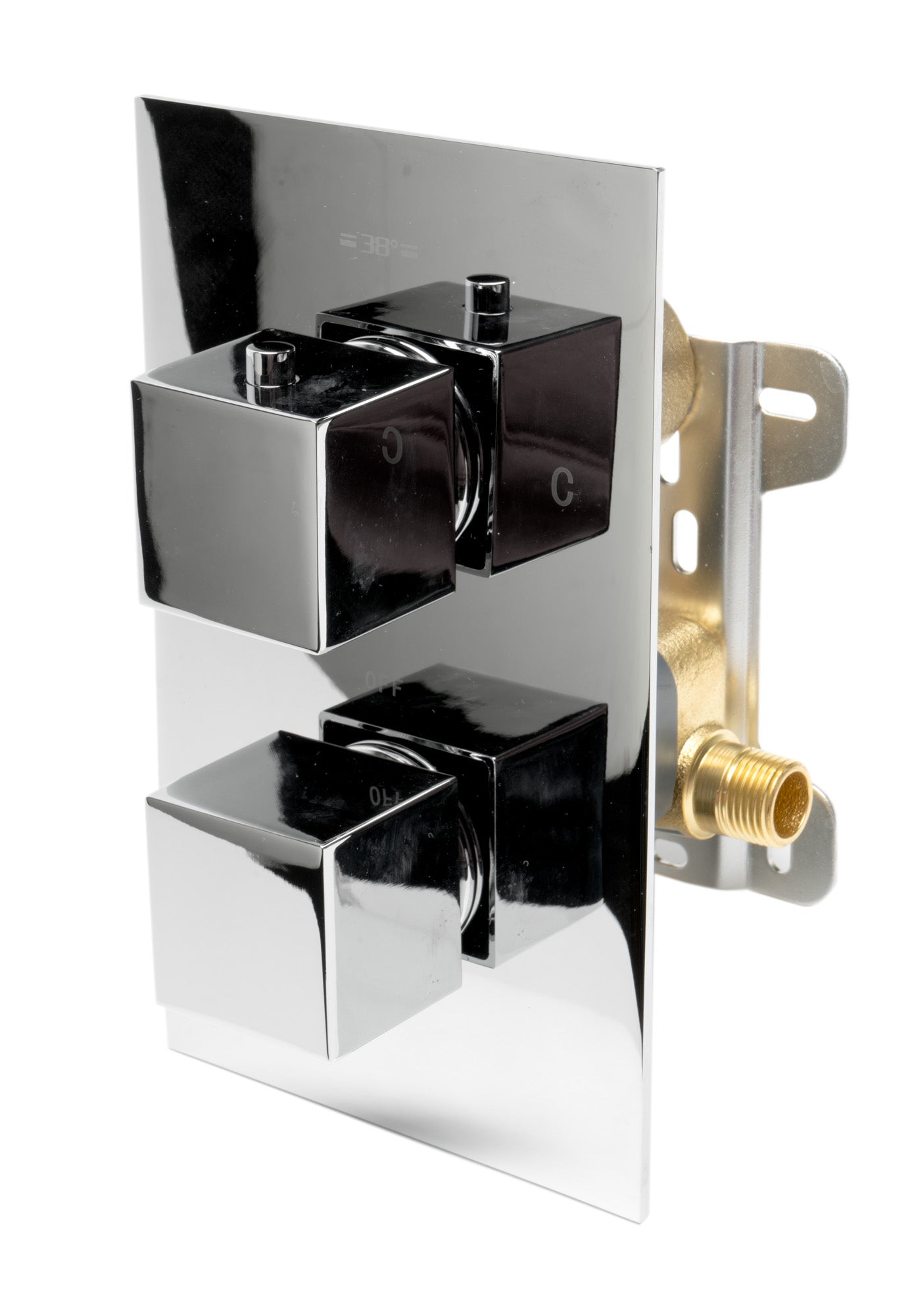 ALFI brand AB2601 Square Knob 1 Way Thermostatic Shower Mixer