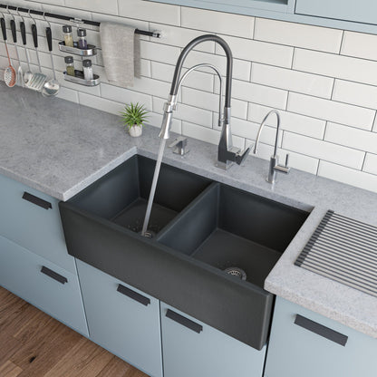 ALFI brand ABKF3023 Square Kitchen Faucet with Black Rubber Stem