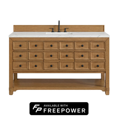 Malibu 60" Single Vanity Cabinet, Amber Birch