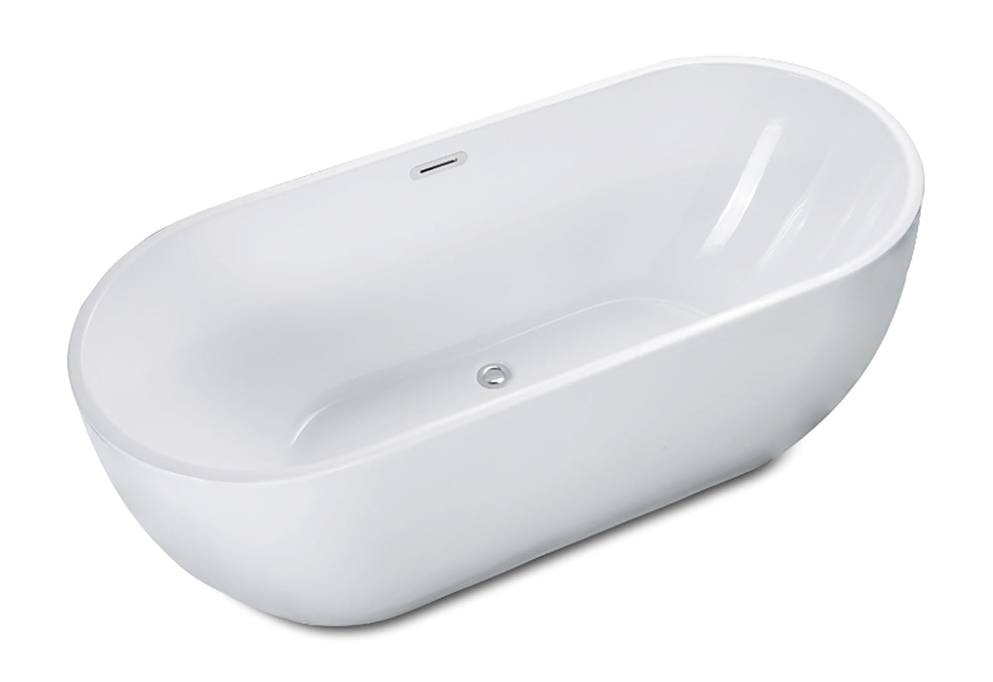 ALFI brand  AB8838 59 inch White Oval Acrylic Free Standing Soaking Bathtub