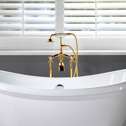 WOODBRIDGE F0018BN Freestanding Clawfoot Tub Filler Faucet with Hand Shower and Hose