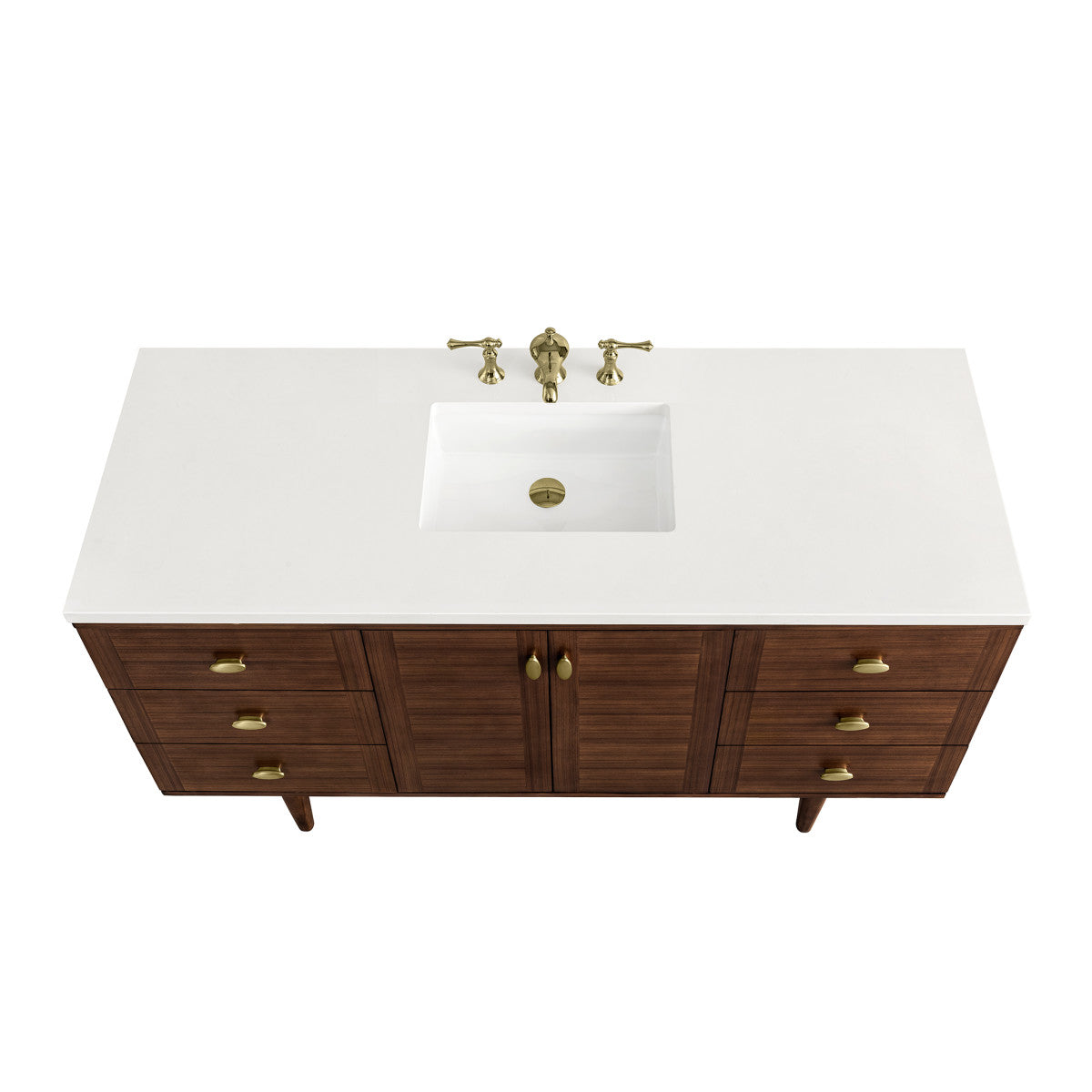 Amberly 60" Single Vanity Cabinet, Mid-Century Walnut