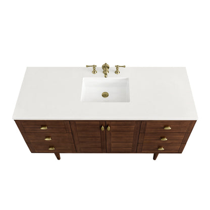 Amberly 60" Single Vanity Cabinet, Mid-Century Walnut