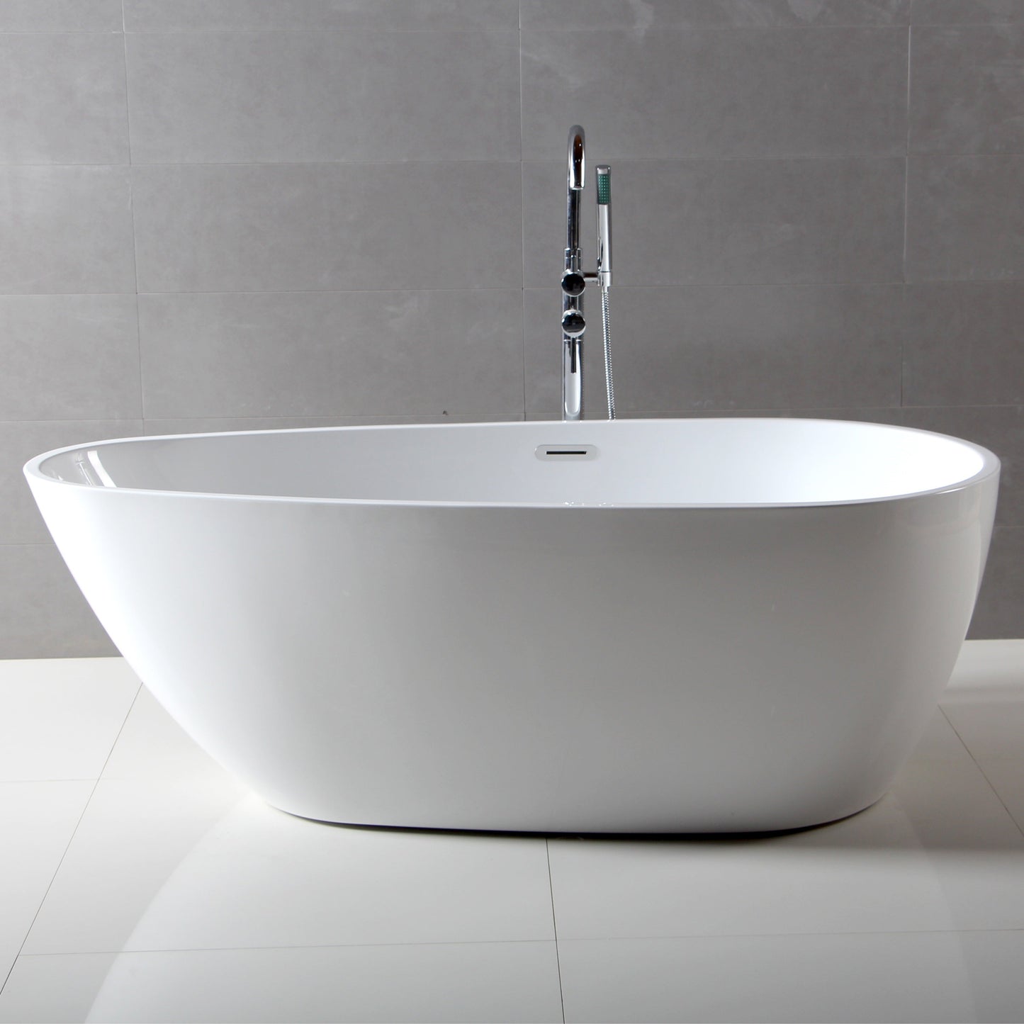 ALFI brand  AB8861 59 inch White Oval Acrylic Free Standing Soaking Bathtub