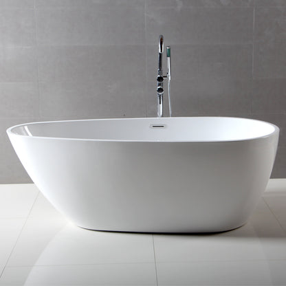 ALFI brand  AB8861 59 inch White Oval Acrylic Free Standing Soaking Bathtub