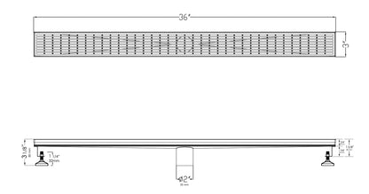 ALFI brand  ABLD36D 36" Modern Stainless Steel Linear Shower Drain with Groove Lines