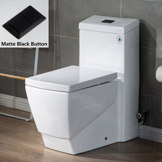 WOODBRIDGE Modern Square Design One Piece Dual Flush 1.28 GP Toilet,Chair Height with Soft Closing Seat