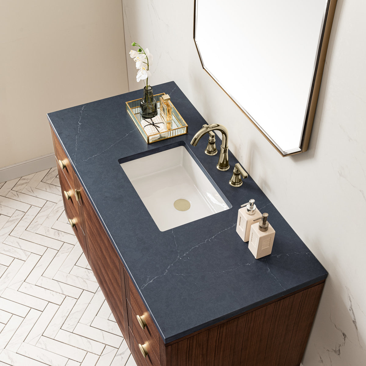 Amberly 48" Single Vanity Cabinet, Mid-Century Walnut