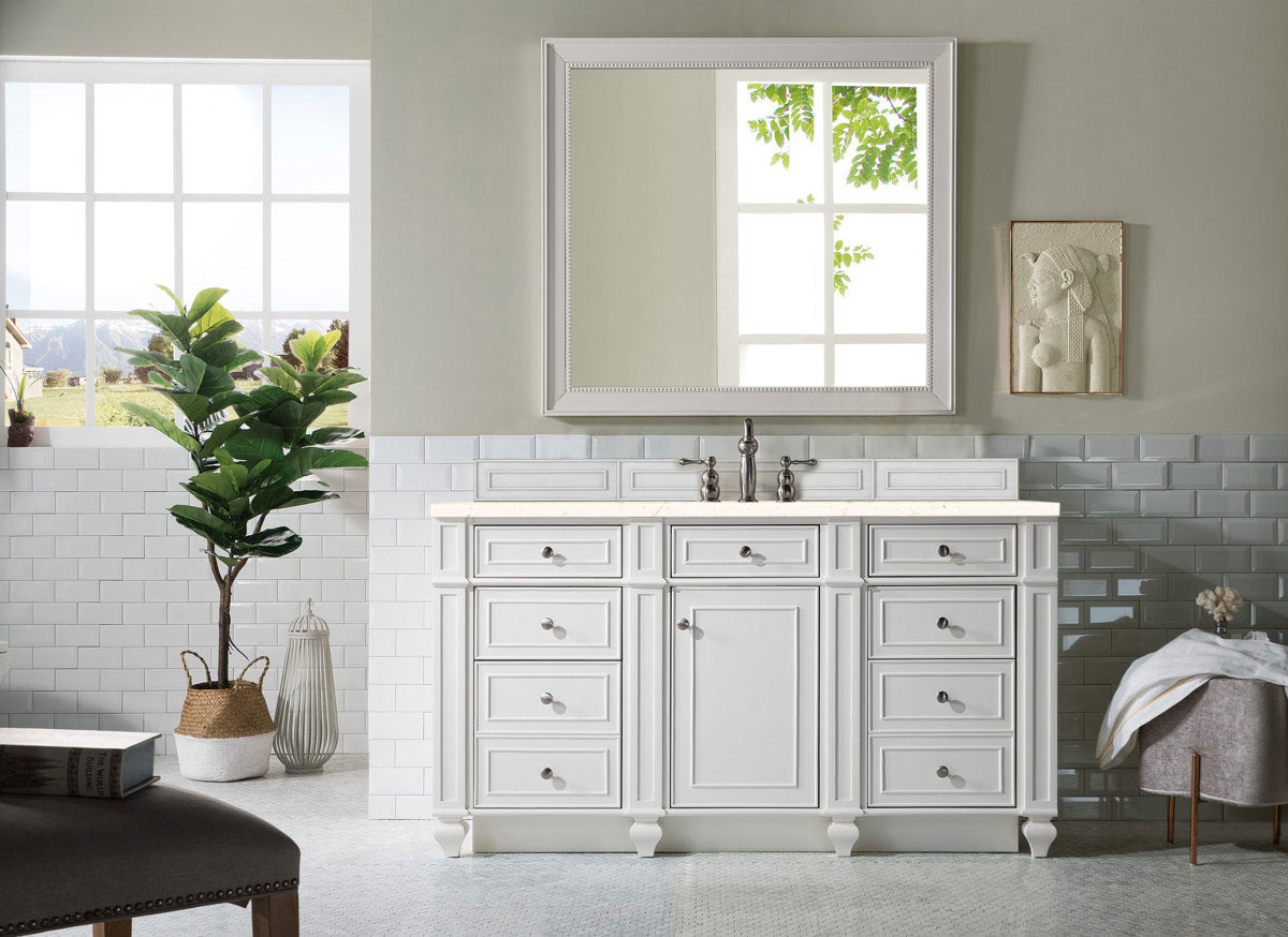 Bristol 60" Single Vanity Cabinet, Bright White