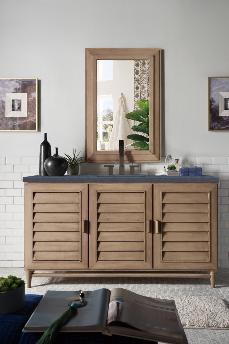 Portland 60" Single Vanity Cabinet, Whitewashed Walnut