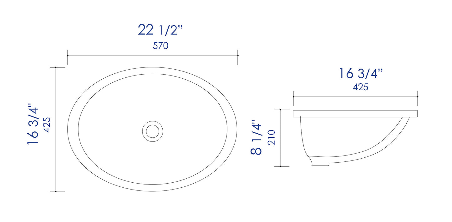 ALFI brand  ABC602 White 23" Oval Undermount Ceramic Sink
