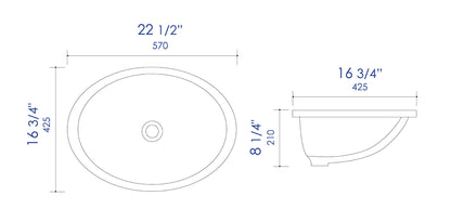 ALFI brand  ABC602 White 23" Oval Undermount Ceramic Sink