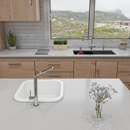 ALFI brand AB3418DBUM 33" Granite Composite Workstation Step Rim Double Bowl Undermount Sink with Accessories
